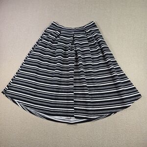 Rainbow Black White Striped Skater Skirt Pleated Fit Flare Y2K Streetwear M